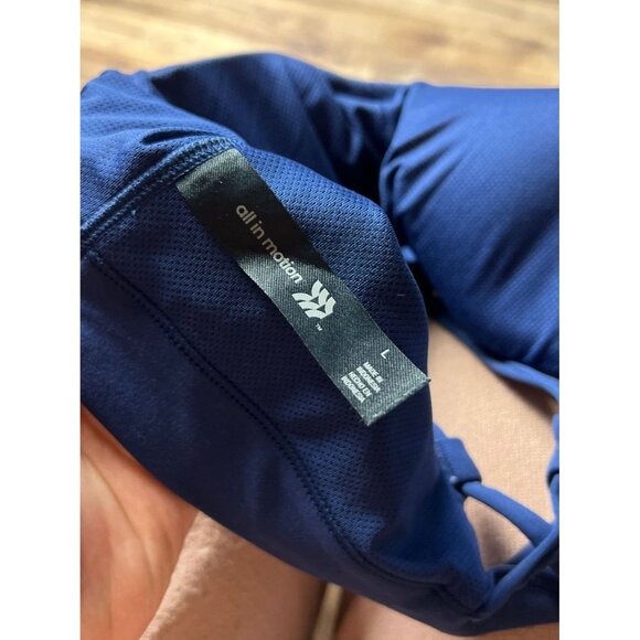 All in Motion Navy Blue High Rise Crisscross Side Leggings & Bra Size L Women’s - Picture 9 of 10